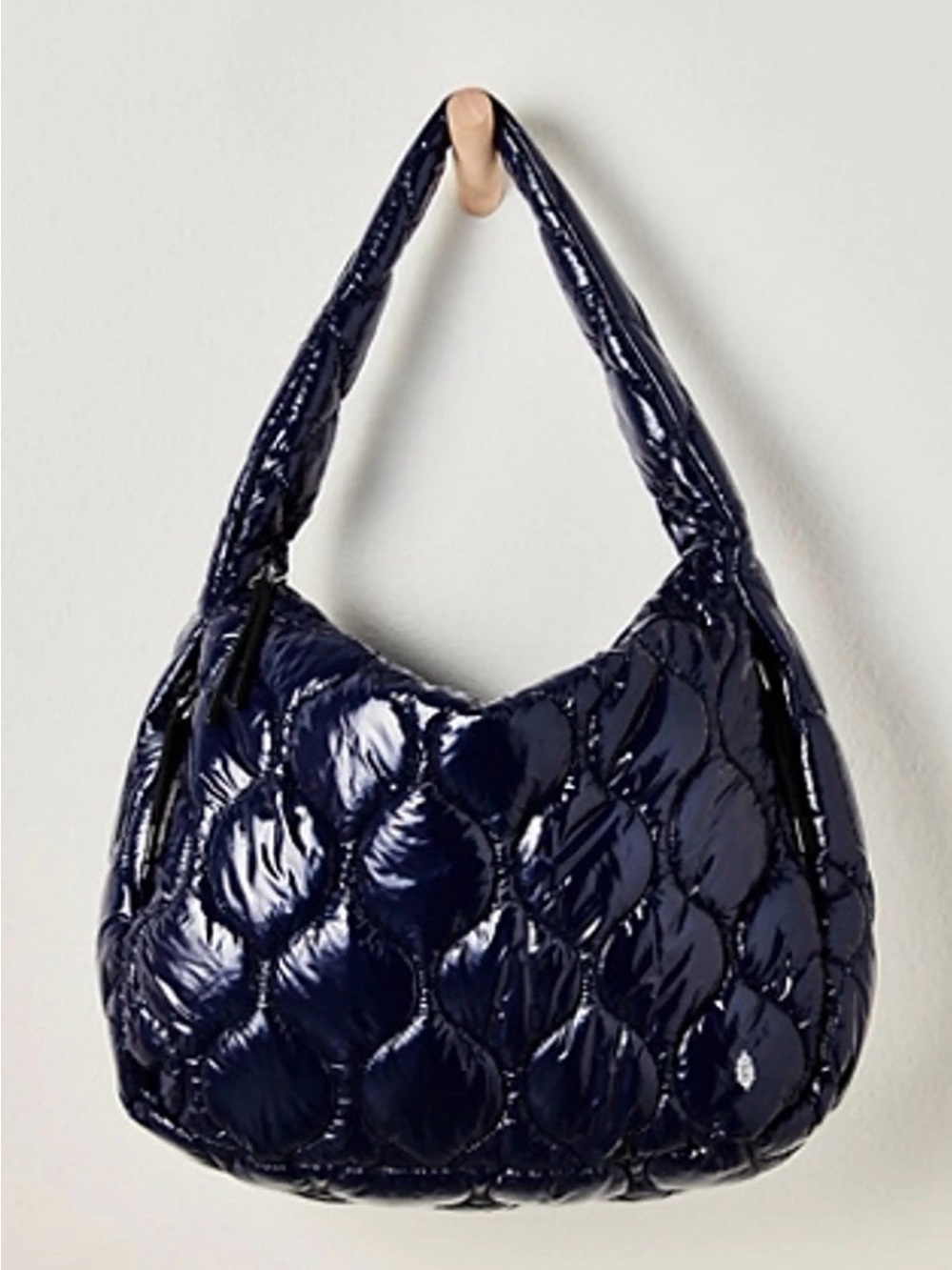 FP Movement Surplus Shine Puffer Hobo Bag Navy Blue Quilted Oversized